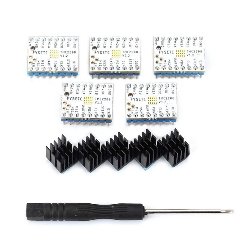 5 Pcs 3D Printer Stepper Motor Driver, TMC2208 V1.2 Stepstick Stepper Motor Driver Module Carrier with Heat Sink for 3D Printer
5 Pcs 3D Printer Stepper Motor Driver, TMC2208 V1.2 Stepstick Stepper Motor Driver Module Carrier with Heat Sink for 3D Printer