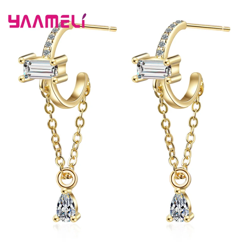 New Design Tassel Geometric Clear Zircon Gold Color 925 Sterling Silver Hanging Drop Earrings For Women Ladies Earrings
New Design Tassel Geometric Clear Zircon Gold Color 925 Sterling Silver Hanging Drop Earrings For Women Ladies Earrings