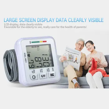 Blood Pressure Monitor Large LCD Display Adjustable Wrist Cuff Automatic Accurate Reading Memory Sphygmomanometer For Home Use
Blood Pressure Monitor Large LCD Display Adjustable Wrist Cuff Automatic Accurate Reading Memory Sphygmomanometer For Home Use