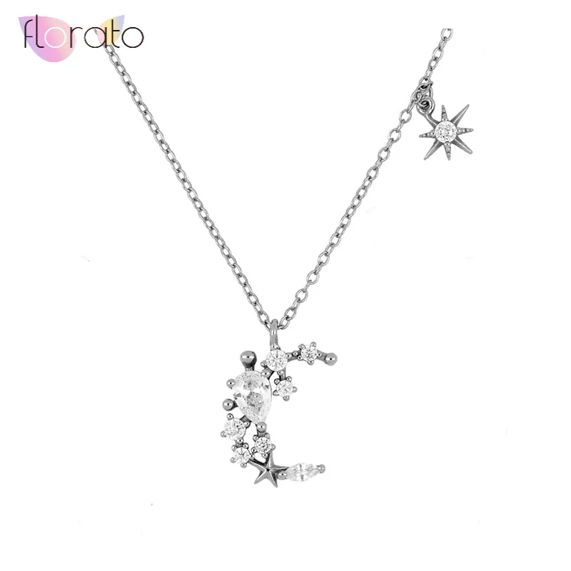Real 100% 925 Sterling Silver Zircon Moon/Sun Shaped Pendant Necklace for Women Simple Charming Crystal Chain Necklace Jewelry
Real 100% 925 Sterling Silver Zircon Moon/Sun Shaped Pendant Necklace for Women Simple Charming Crystal Chain Necklace Jewelry