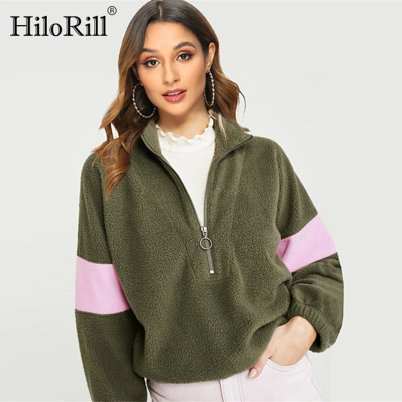 Fleece Casual Sweatshirts Women Long Sleeve Patchwork Teddy Hoodie 2019 Fashion Zipper Loose Pullovers Autumn Winter Warm Tops
Fleece Casual Sweatshirts Women Long Sleeve Patchwork Teddy Hoodie 2019 Fashion Zipper Loose Pullovers Autumn Winter Warm Tops