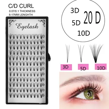 

3D/5D/10D/20D Russian Premade Volume Fans Individual Eyelashes Extension Mink Graft Lashes Extension C D Curl 8~16mm Length