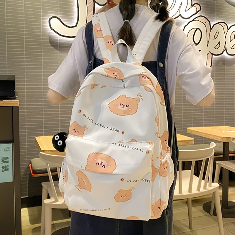 

Cute Bear Teenage Girl Backpack Modern Stylish Women Student College Schoolbag Leisure Time Female Book Bag Original Rucksack