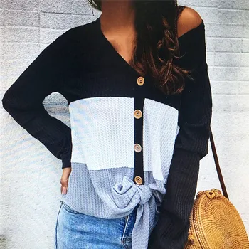 Women's Autumn Winter Sweaters 2020 Fashion Button Casual V-Neck Patchwork Color Cardigans Elegant Women Knitting Mujer
Women's Autumn Winter Sweaters 2020 Fashion Button Casual V-Neck Patchwork Color Cardigans Elegant Women Knitting Mujer