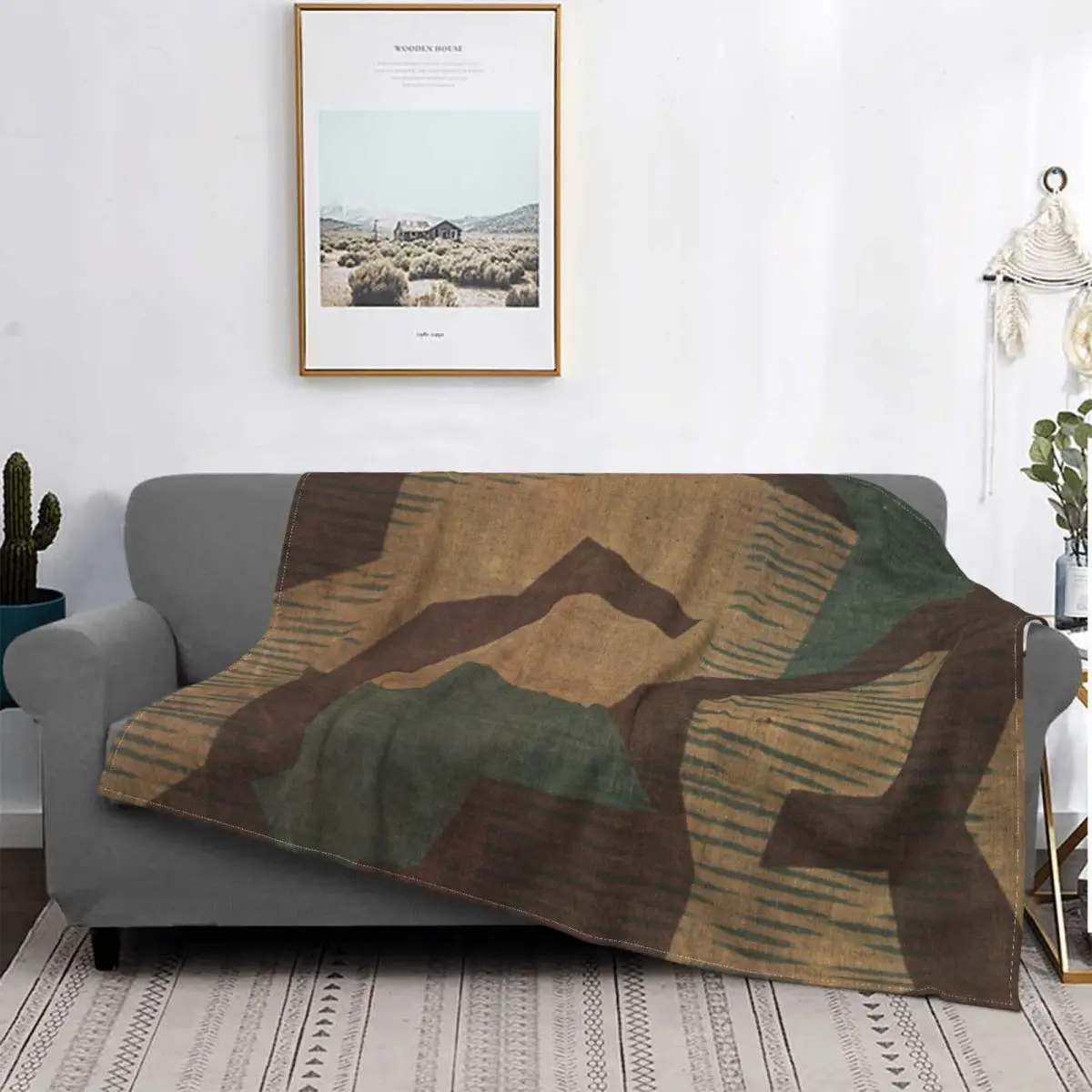 

Splintertarn German Ww2 Camouflage Blanket Camo Military Winter Warm Bedspread Plush Soft Cover Fleece Quilt Bedding Sofa Couch