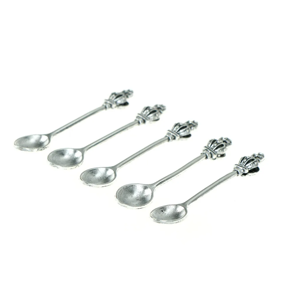 Description Picture 4 of item5pcs/lot Stainless Steel Mini Crown Handle Coffee Scoops Spoon Coffee Tea Ice Cream Spoons Dessert Spoon Couple Kitchen Tools