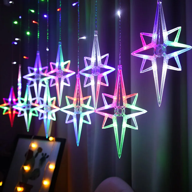 Happy New Year 2021 Christmas Lights String Creative Polaris Curtain Light Fairy Led Light Navidad Christmas Decoration for Home
Happy New Year 2021 Christmas Lights String Creative Polaris Curtain Light Fairy Led Light Navidad Christmas Decoration for Home