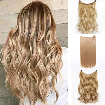 No Clips in synthetic straight elasticity high temperature fish line flip in hair invisible wire Secret hair halo extensions
No Clips in synthetic straight elasticity high temperature fish line flip in hair invisible wire Secret hair halo extensions