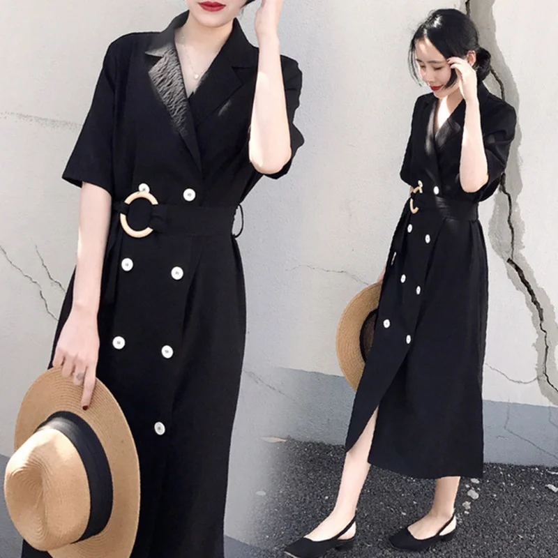 Womens Dresses New Arrival 2019 Robe Blazer Dress Double-Breasted Belt Short Sleeve Black Casual Dresses For Women 2019 DD2323
Womens Dresses New Arrival 2019 Robe Blazer Dress Double-Breasted Belt Short Sleeve Black Casual Dresses For Women 2019 DD2323