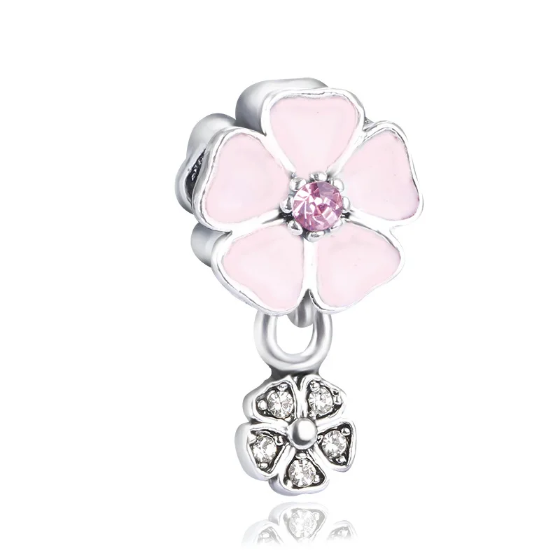 Фото Бусины с розовым и белым цветком Очаровательные Подвески Pandora из - купить