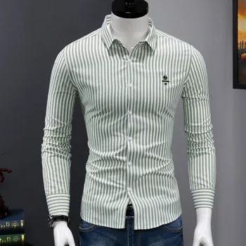 Europe 3 Colors Men Shirt Long Sleeve Striped Slim Fit Male Shirts Casual Fashion Streetwear Autumn Regular Camisa Masculina
Europe 3 Colors Men Shirt Long Sleeve Striped Slim Fit Male Shirts Casual Fashion Streetwear Autumn Regular Camisa Masculina