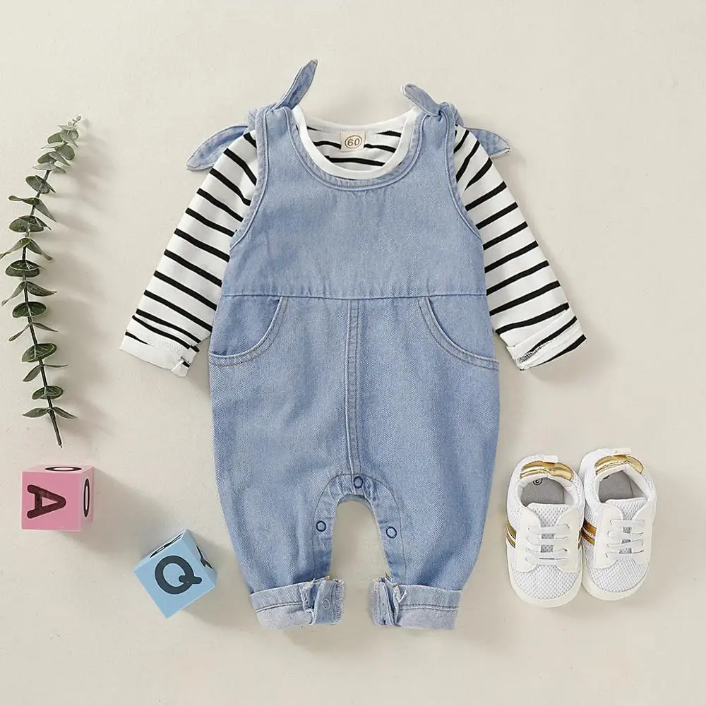 Spring Autumn Baby Clothes Sets for Girls 2pcs Navy Jean Rompers + White Tees Tops Outfits 0-18M Toddler Infantil Clothing Suits
Spring Autumn Baby Clothes Sets for Girls 2pcs Navy Jean Rompers + White Tees Tops Outfits 0-18M Toddler Infantil Clothing Suits