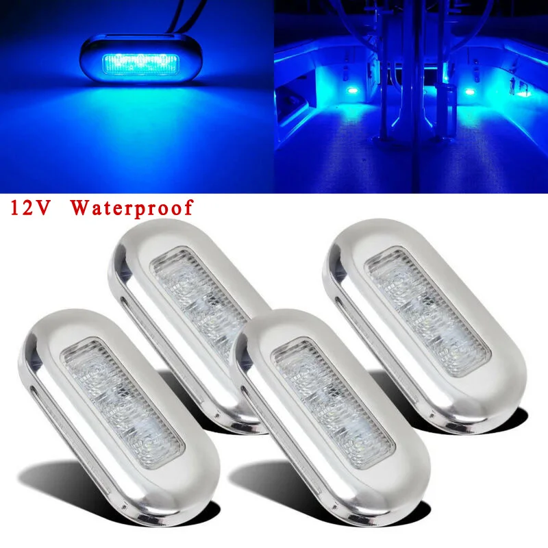 4Pcs DC12V Yachts Boats Marine Trailer Blue Lighting 3-LEDs 2835-SMD Marker Courtesy Light RV Camper Cabin LED Marker Light Lamp
4Pcs DC12V Yachts Boats Marine Trailer Blue Lighting 3-LEDs 2835-SMD Marker Courtesy Light RV Camper Cabin LED Marker Light Lamp