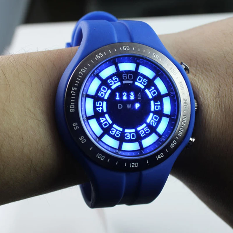 TVG мужские часы спортивные модные резиновые синие Бинарные светодиодные Reloj Hombre