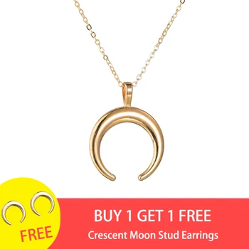 Wholesale Moon Pendant Necklace Silver Color and Gold Half Moon Necklace Womens Horn Chain Gold Necklace Collares FREE GIFTS
Wholesale Moon Pendant Necklace Silver Color and Gold Half Moon Necklace Womens Horn Chain Gold Necklace Collares FREE GIFTS