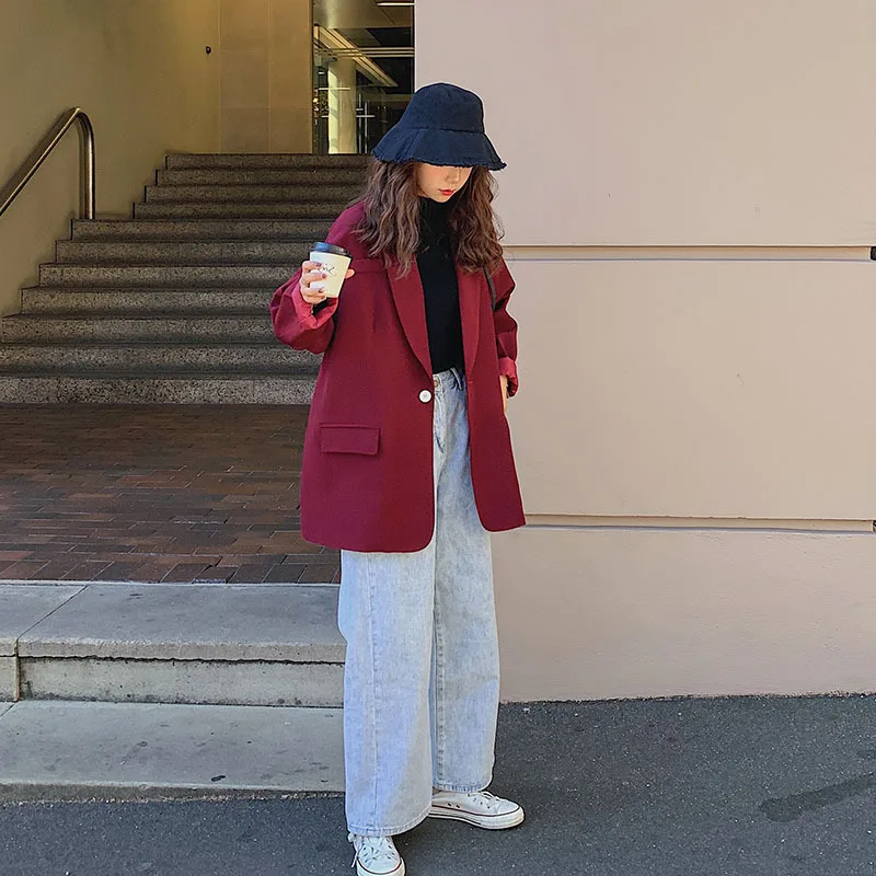 Photo Shoot Wine Small Suit Coat Women's Spring And Autumn 2020 New Style Korean-style Loose-Fit Students Hong Kong Style CHIC C
Photo Shoot Wine Small Suit Coat Women's Spring And Autumn 2020 New Style Korean-style Loose-Fit Students Hong Kong Style CHIC C