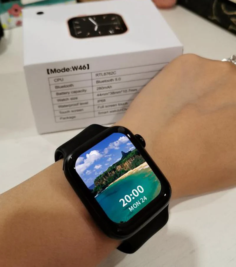 Zurexa IWO W46 Smart Watch Men Women Custom Watchface Smartwatch IP68 Waterproof Wireless Charging ECG Watches For Android IOS Zurexa IWO W46 Smart Watch Men Women Custom Watchface Smartwatch IP68 Waterproof Wireless Charging ECG Watches For Android IOS