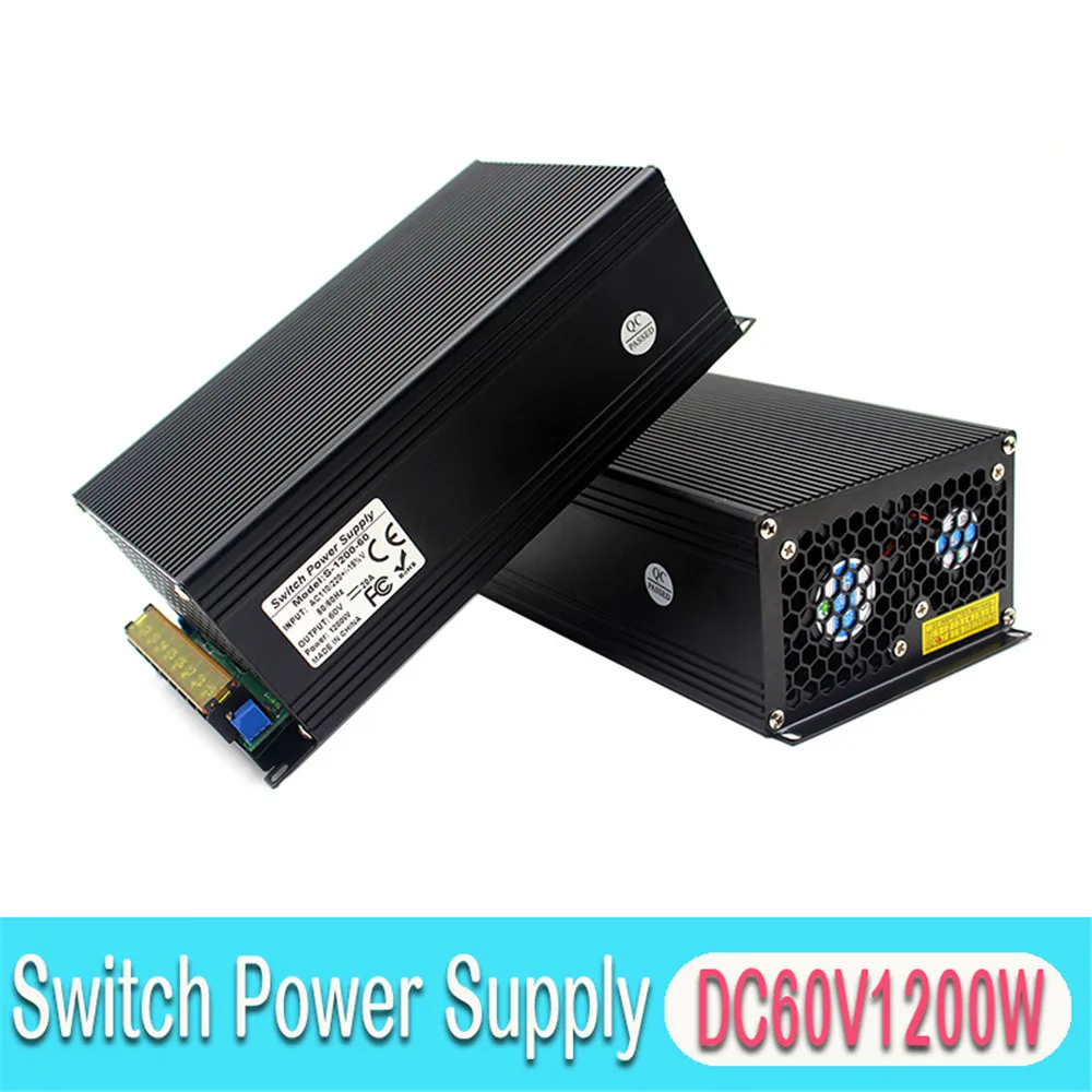 Variable 1200W 20a 60v DC Power Supply Unit Transformer 110V 220V AC DC60V Driver Powers Source for Router Stepper Motor Lamp
Variable 1200W 20a 60v DC Power Supply Unit Transformer 110V 220V AC DC60V Driver Powers Source for Router Stepper Motor Lamp