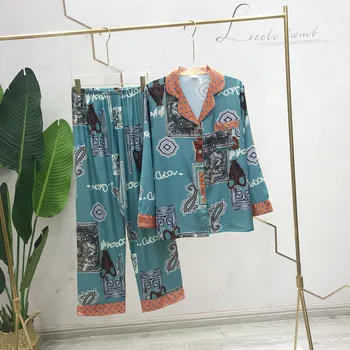 Fiklyc Pajamas Women Spring And Summer Ice Silk Home Service Thin Long-Sleeved Cardigan Suit
Fiklyc Pajamas Women Spring And Summer Ice Silk Home Service Thin Long-Sleeved Cardigan Suit