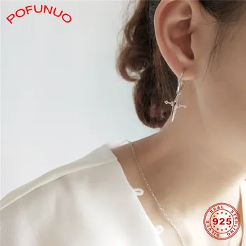 POFUNUO 925 Sterling Silver Women Luxury Earrings Korean Style 3D Cross Charm Stud Earrings Female Beauty Wedding Party Jewelry 
POFUNUO 925 Sterling Silver Women Luxury Earrings Korean Style 3D Cross Charm Stud Earrings Female Beauty Wedding Party Jewelry