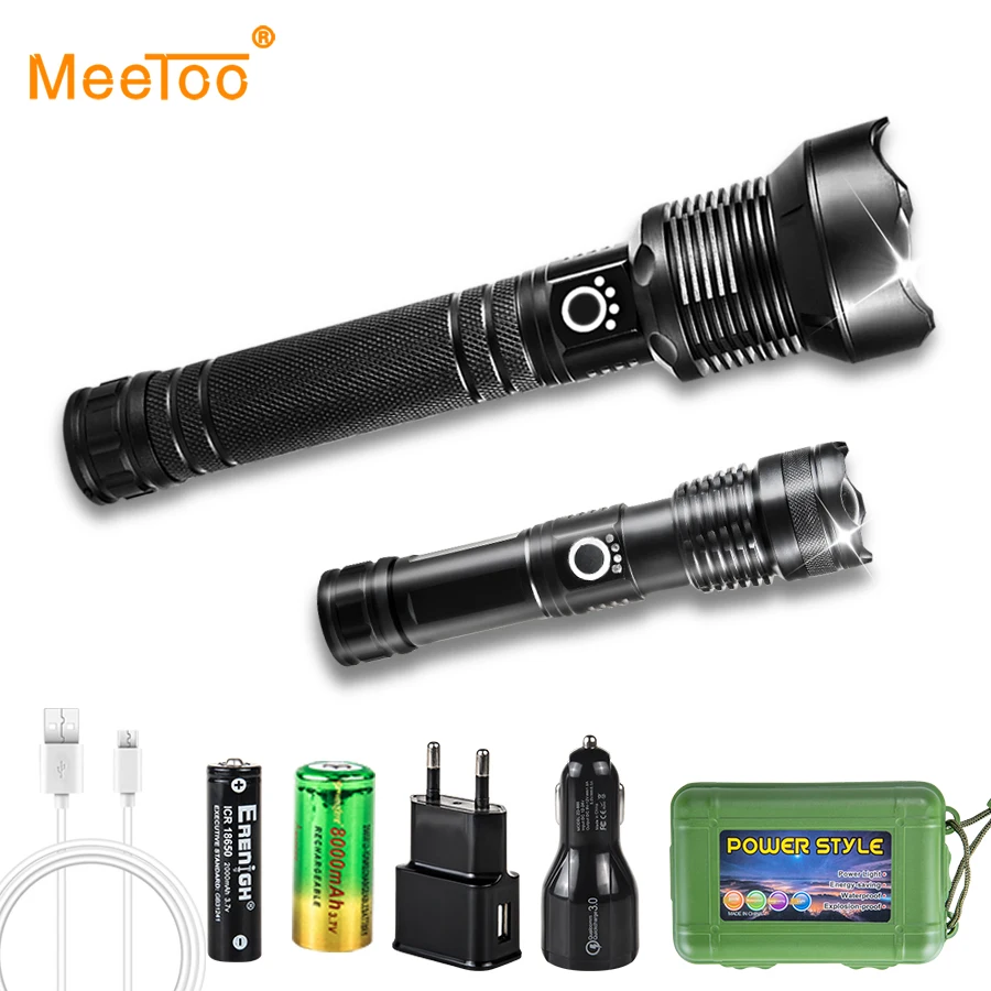 

Most Powerful XHP70 XHP90 Tactical LED Flashlight XHP50 Lantern LED Torch 3 Modes USB Zoomable 18650 26650 Rechargeable Battey