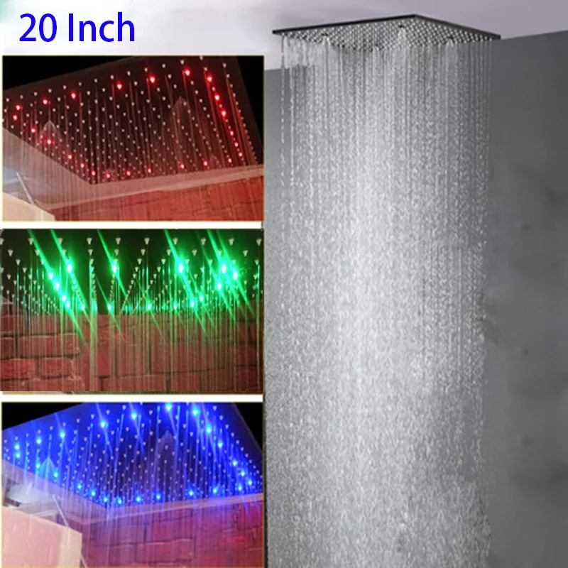 Saving Water Bathroom Shower Rainfall Black LED Showerheads 304 Stainless Steel SPA Mist Ceiling Showers With Shower Arms 20"
Saving Water Bathroom Shower Rainfall Black LED Showerheads 304 Stainless Steel SPA Mist Ceiling Showers With Shower Arms 20"
