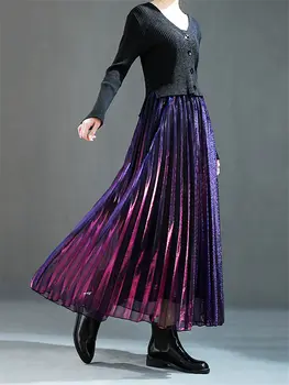 Gradient Pleated Skirts Womens Spring A-line Long Fashion Bight Silk Mesh Tutu Skirts Plus Size Elegant Jupe Femme Saias f2884 
Gradient Pleated Skirts Womens Spring A-line Long Fashion Bight Silk Mesh Tutu Skirts Plus Size Elegant Jupe Femme Saias f2884