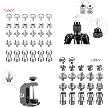 22/33Pcs/set 1/4" 3/8" Converter Threaded Screws Tripod Screw Adapter Mount D-Ring Screw for Camera/Tripod/Monopod