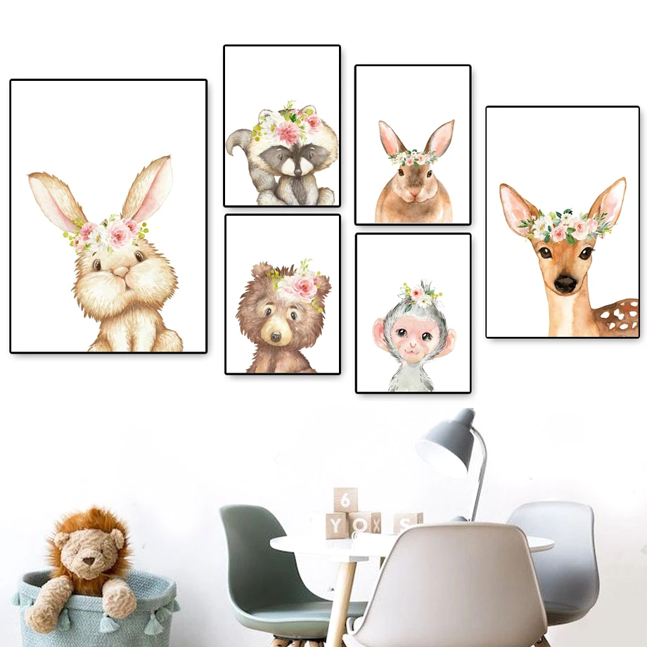 Cartoon Bear Monkey Raccoon Rabbit Nursery Wall Art Canvas Painting Nordic Posters And Prints Wall Pictures For Kids Room Decor 
Cartoon Bear Monkey Raccoon Rabbit Nursery Wall Art Canvas Painting Nordic Posters And Prints Wall Pictures For Kids Room Decor
