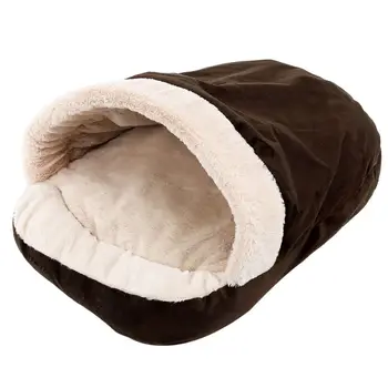 

Practical New Pet Soft Dog Cat Bed House Winter Warming Nest Mat For Small Dogs Sleeping Bag Chihuahua Teddy Kennels brown