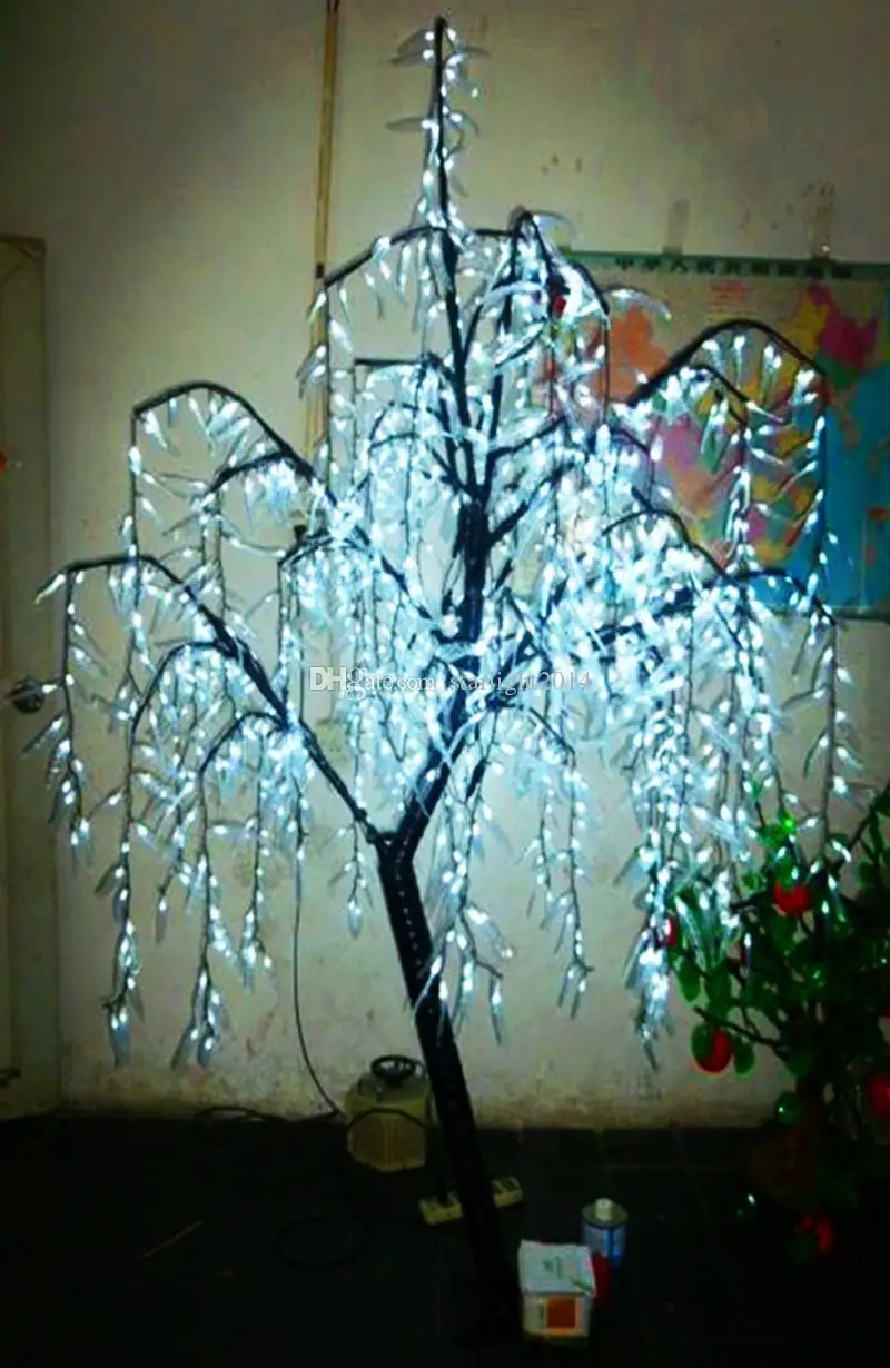 LED Artificial Willow Weeping Tree Light Outdoor Use LEDs 1.8m/6ft Height Rainproof Christmas Decoration Tree White