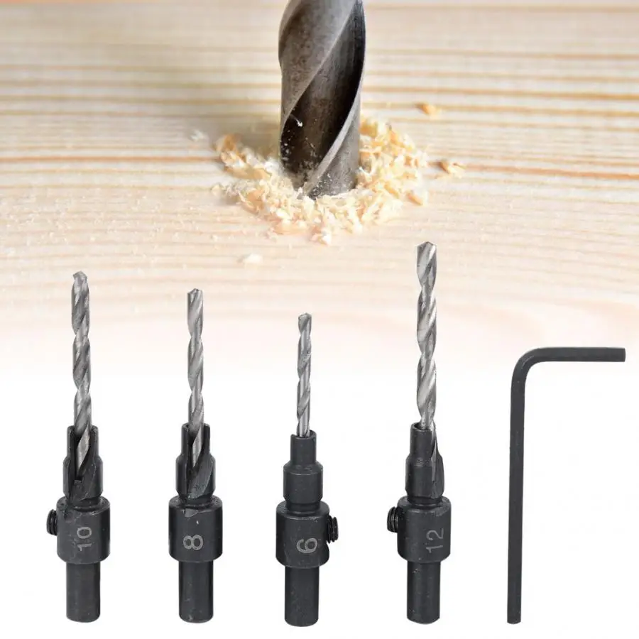 4Pcs Countersink Drill Bit Conical Round Valve Rod With Wrench Hand Tool Woodworking Accessory
4Pcs Countersink Drill Bit Conical Round Valve Rod With Wrench Hand Tool Woodworking Accessory