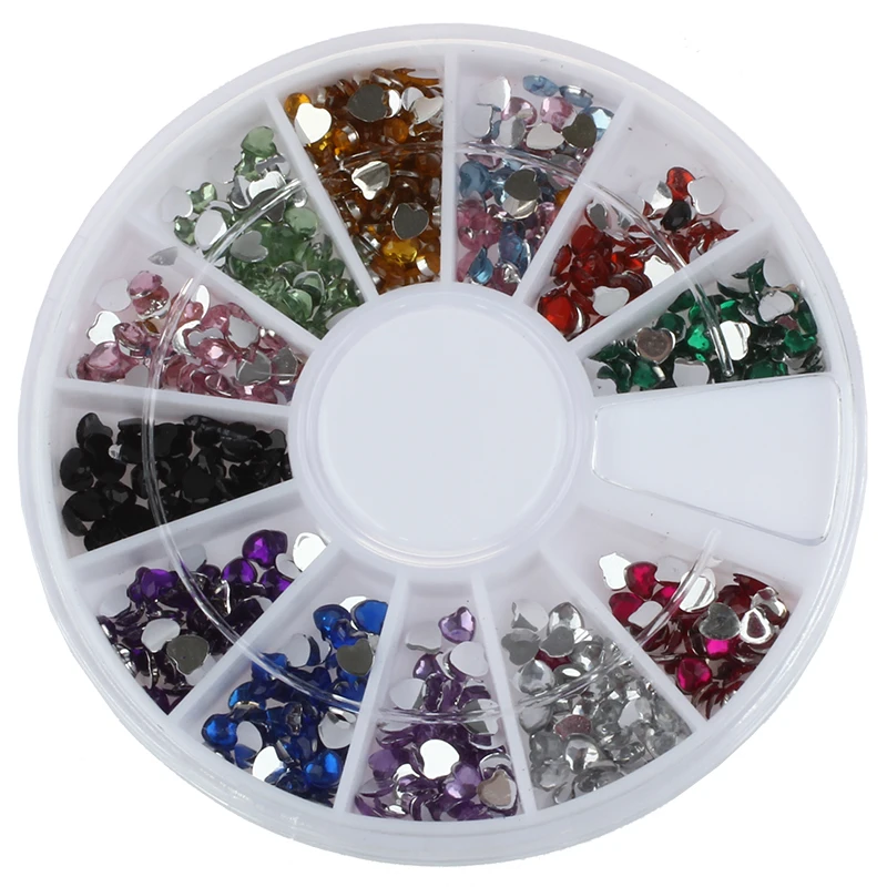 Фото Nail art Sets Kits 3000pcs 2mm 12 Color Heart Shape Rhinestones Glitter Tips Decoration | Красота и здоровье