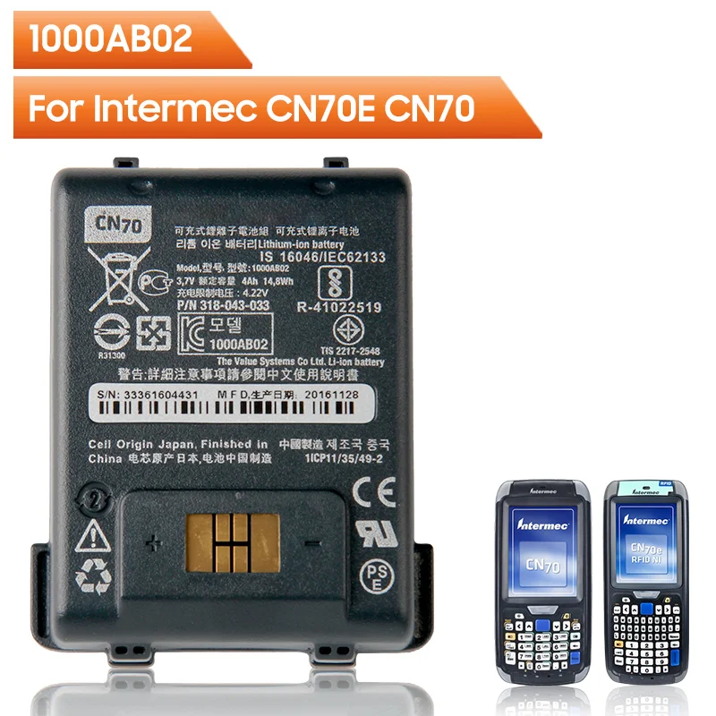 Original Replacement Battery 1000AB02 For Intermec Honeywell CN70E CN70 318-043-033 Authentic Rechargeable Battery 4000mAh
Original Replacement Battery 1000AB02 For Intermec Honeywell CN70E CN70 318-043-033 Authentic Rechargeable Battery 4000mAh