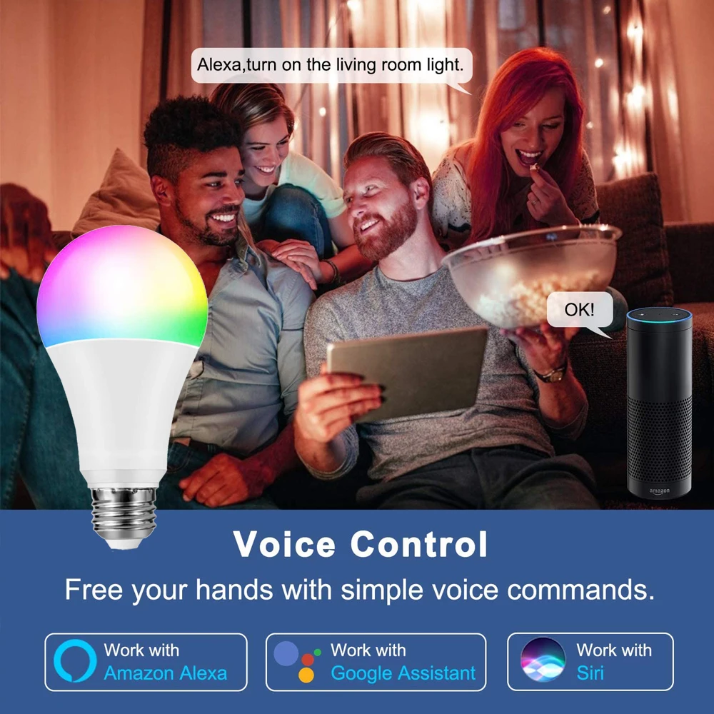 E27 B22 Wifi Smart LED Light Bulb 5-20w Intellegent Lighting Dimmable LED Lamp App Control Work with Alexa Google Assistant Siri 
E27 B22 Wifi Smart LED Light Bulb 5-20w Intellegent Lighting Dimmable LED Lamp App Control Work with Alexa Google Assistant Siri