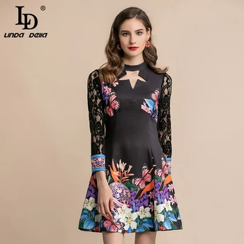 LD LINDA DELLA Fashion Runway Autumn Dress Women's Lace Long Sleeve Hollow out Floral Print Slim A Line Black Vintage Dress
LD LINDA DELLA Fashion Runway Autumn Dress Women's Lace Long Sleeve Hollow out Floral Print Slim A Line Black Vintage Dress