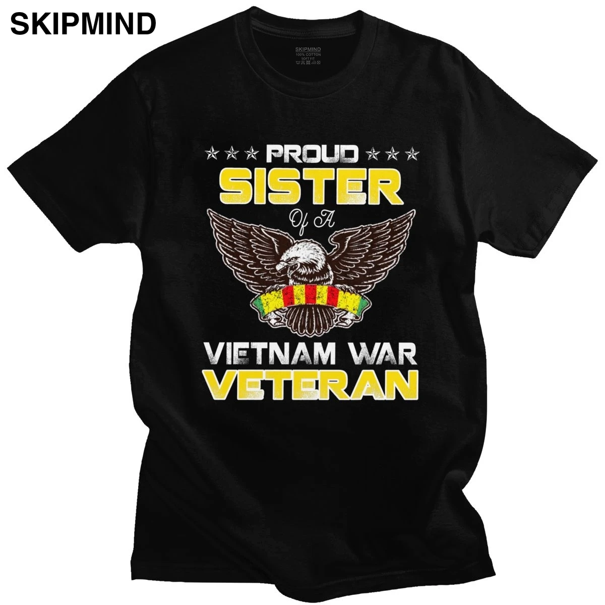 Мужская футболка с короткими рукавами и надписью Sister Of A Vietnam War Veteran хлопковая