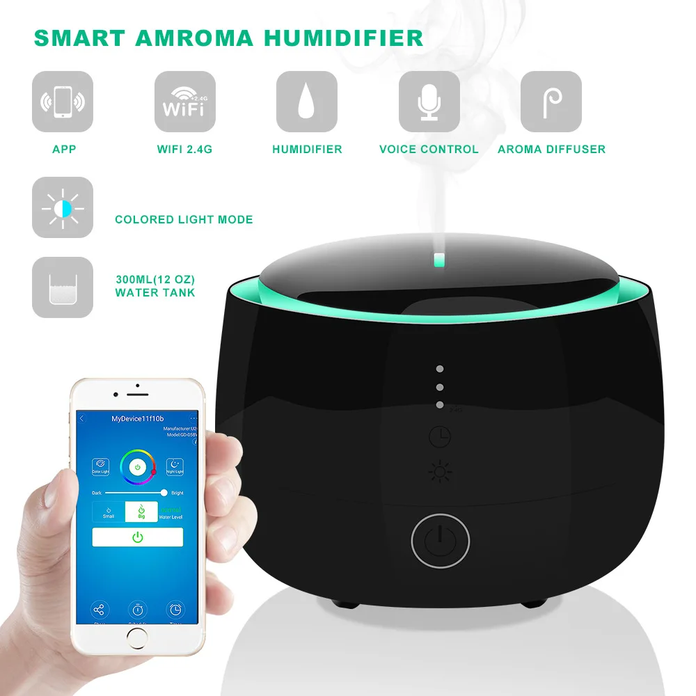 Smart Wifi Wireless Oil Aromatherapy Diffuser With Alexa Google App Voice Control 300ml Home Ultrasonic Diffuser Air Humidifier
Smart Wifi Wireless Oil Aromatherapy Diffuser With Alexa Google App Voice Control 300ml Home Ultrasonic Diffuser Air Humidifier