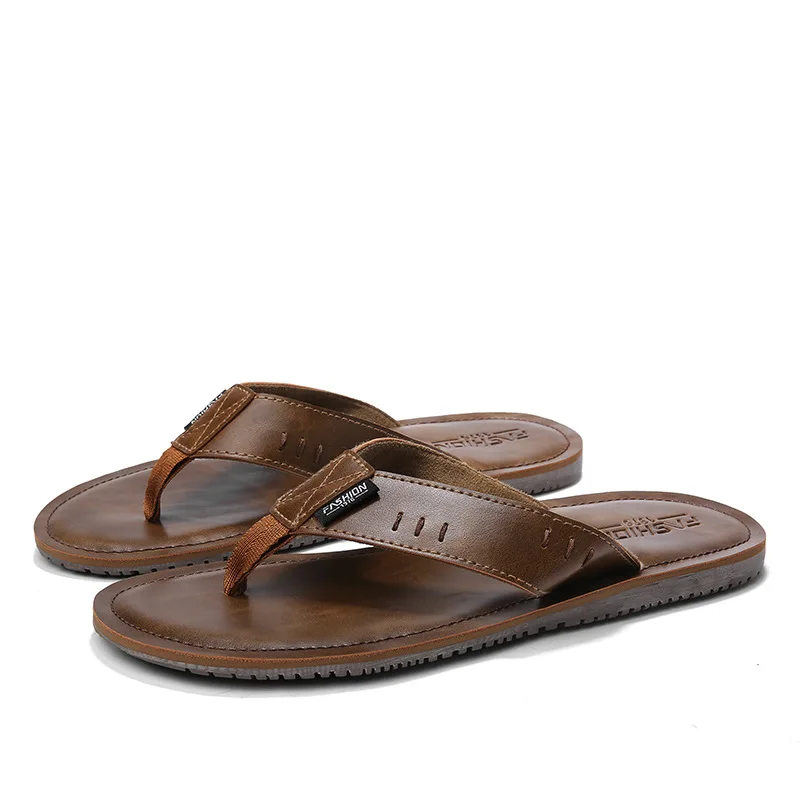 New Style Summer Men Slippers Cowhide Flip Flops Anti-slip Genuine Leather Casual Retro Slippers Beach Shoes
New Style Summer Men Slippers Cowhide Flip Flops Anti-slip Genuine Leather Casual Retro Slippers Beach Shoes