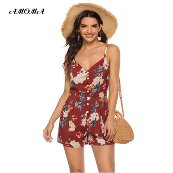 AMOMA Women's Red Floral Print Cami Jumpsuit Front Buttoned Backless Playsuit Summer Beach Outfit
AMOMA Women's Red Floral Print Cami Jumpsuit Front Buttoned Backless Playsuit Summer Beach Outfit