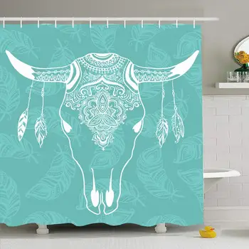 Shower Curtain Set with Hooks 72x78 Mystical Cow Skull Bull Feathers Isolated Taurus On Feather for Blue Beauty Fashion Textures
Shower Curtain Set with Hooks 72x78 Mystical Cow Skull Bull Feathers Isolated Taurus On Feather for Blue Beauty Fashion Textures