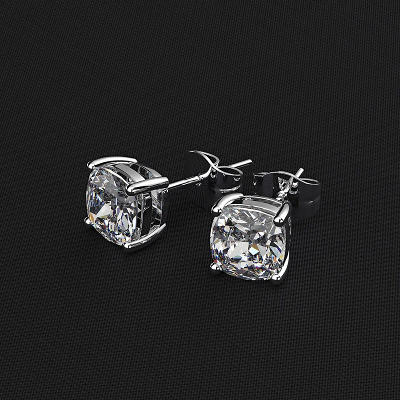 925 sterling silver Exquisite 6*6MM Sparkling AAAAA+ Zircon stud earrings for women Top quality Ladies Wedding party jewelry