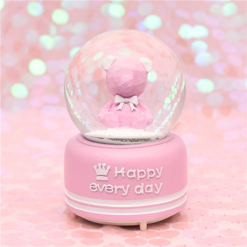 crystal ball girls music box with snowflakes