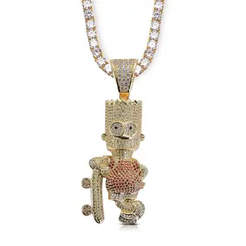 Cartoon Simpson Brass Pendant Micro Paved AAA Cubic Zircon Charm Iced Gold Necklace Hiphop Jewelry Men Male 
Cartoon Simpson Brass Pendant Micro Paved AAA Cubic Zircon Charm Iced Gold Necklace Hiphop Jewelry Men Male