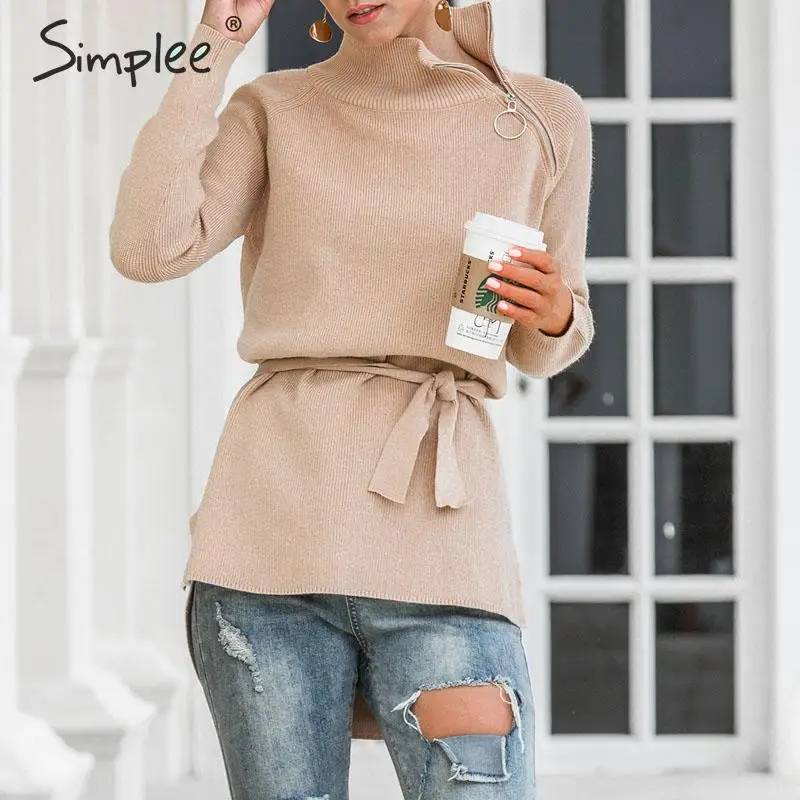 Simplee Elegant bow tie turtleneck sweater women Zipper neck autumn winter knitted female pullover sweater Office ladies jumper
Simplee Elegant bow tie turtleneck sweater women Zipper neck autumn winter knitted female pullover sweater Office ladies jumper