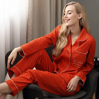 New Pajamas Set For Women Pure Cotton Long-sleeve Night wear Sleepwear Home Casual Suit Spring and Autumn Elegant Pyjamas Women
New Pajamas Set For Women Pure Cotton Long-sleeve Night wear Sleepwear Home Casual Suit Spring and Autumn Elegant Pyjamas Women