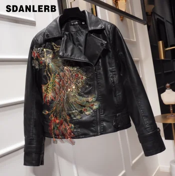Leather Jacket Women's Spring Autumn Slim-Fit Short Pu Leather Jacket Women's New Embroidery Phoenix Fashion Jacket Mujer 2020
Leather Jacket Women's Spring Autumn Slim-Fit Short Pu Leather Jacket Women's New Embroidery Phoenix Fashion Jacket Mujer 2020