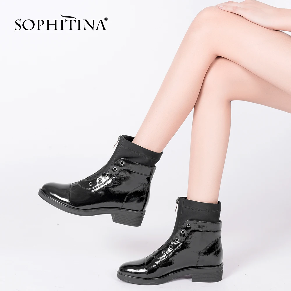 SOPHITINA/Лидер продаж 2019г.Женские ботинки из лакированной кожи и качественной