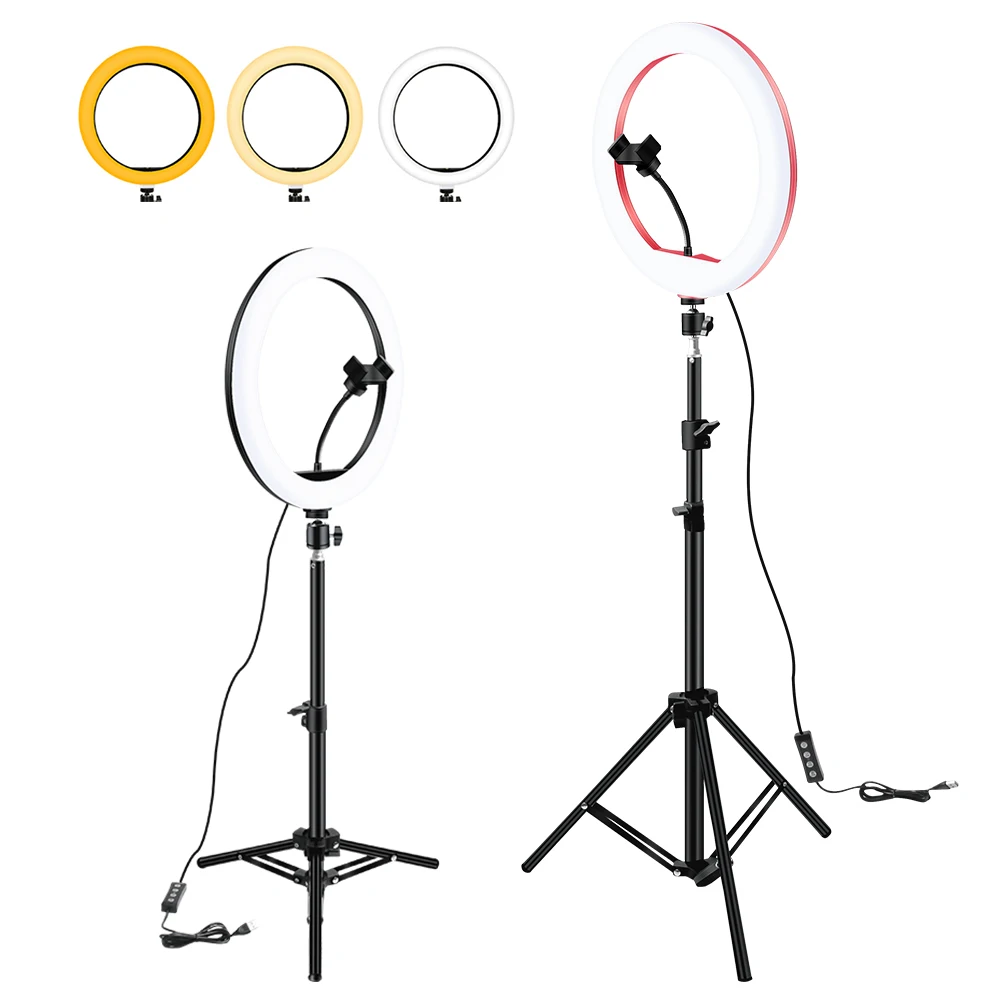 Фото 13 inch Dimmable LED Selfie Ring Light With Tripod Stand 33cm Photograpgy Lamp Phone Clip For Youtube Live Broadcast | Электроника