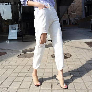 Mozuleva White Jeans for Women High Waist Ripped Hole Fringe Hem Female Harem Denim Jeans 2019 Streetwear Women Denim Trousers
Mozuleva White Jeans for Women High Waist Ripped Hole Fringe Hem Female Harem Denim Jeans 2019 Streetwear Women Denim Trousers
